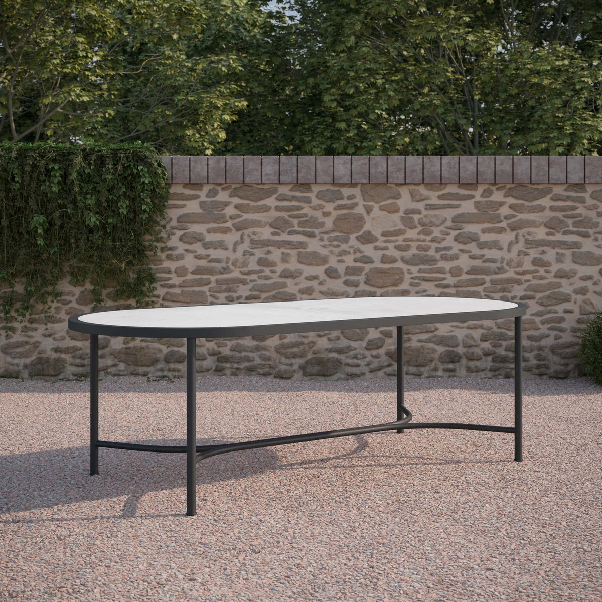 Athens | 96" Oval Dining Table - Dekton Top Dining Tables Azzurro Living
