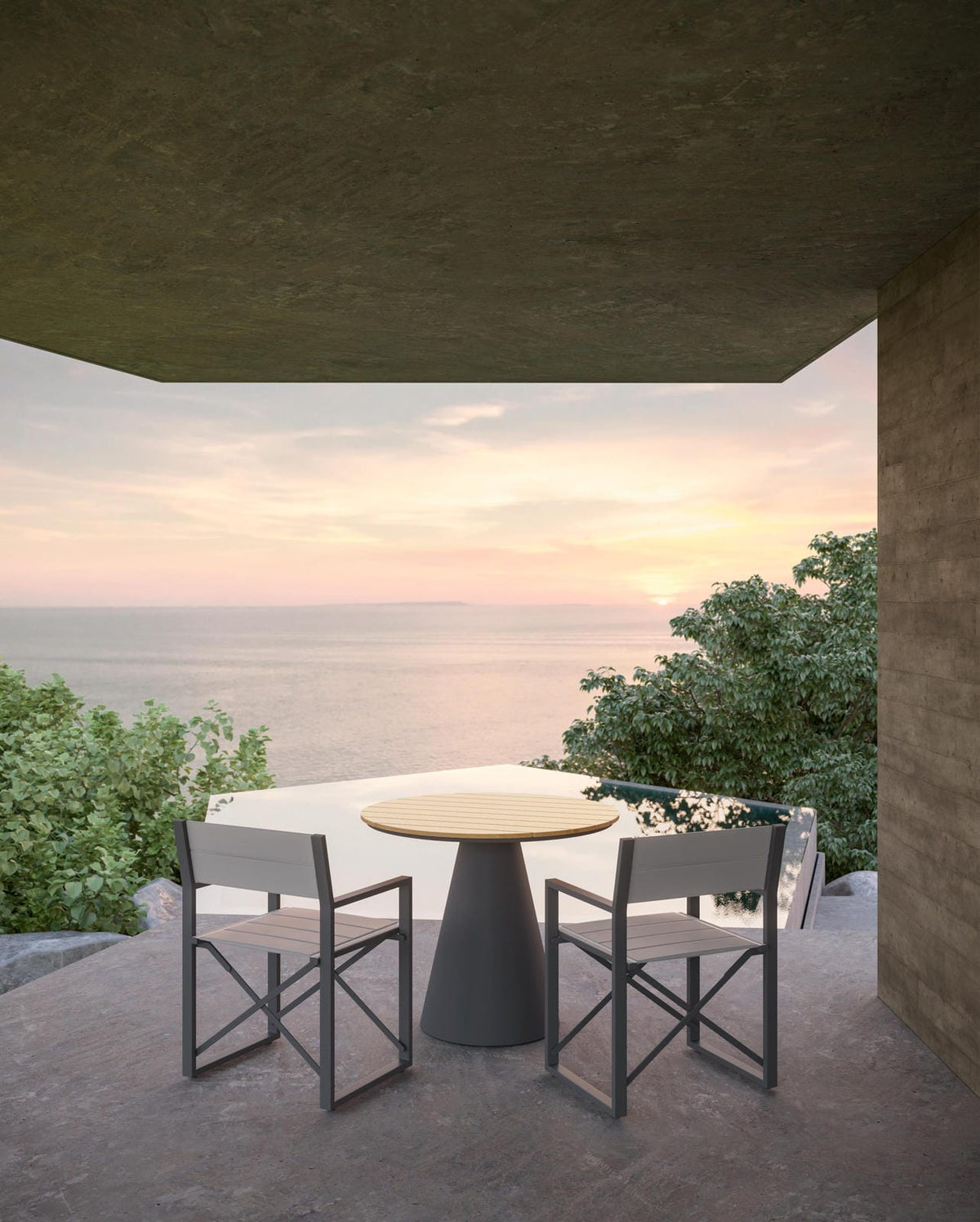 Leon | 36" Dining Table - Alpine WeatherWood Top - Azzurro LivingAzzurro Living