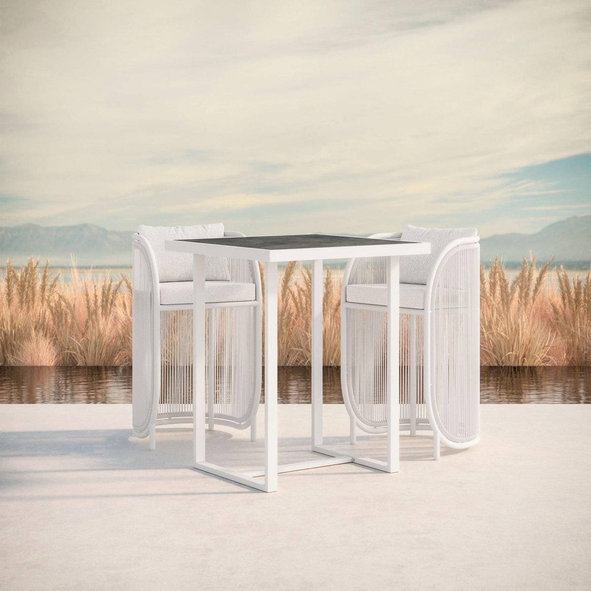 Pavia | 35" Bar Table - White - Dekton Top - Azzurro LivingAzzurro Living