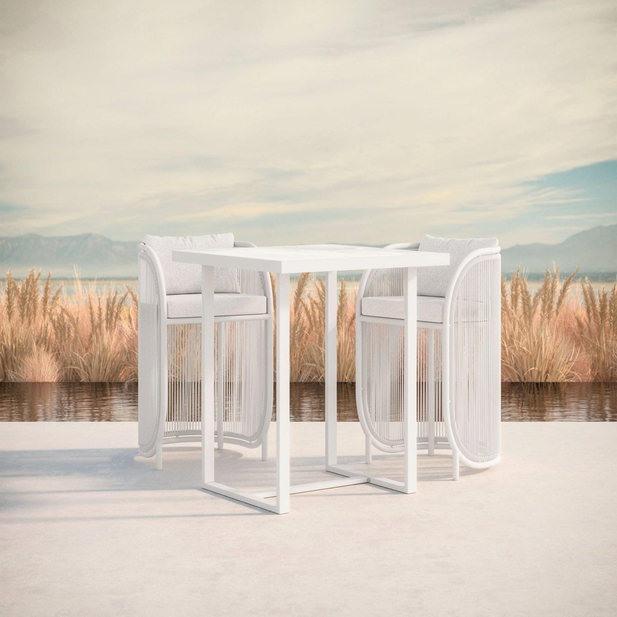 Pavia | 35" Bar Table - White - Dekton Top - Azzurro LivingAzzurro Living