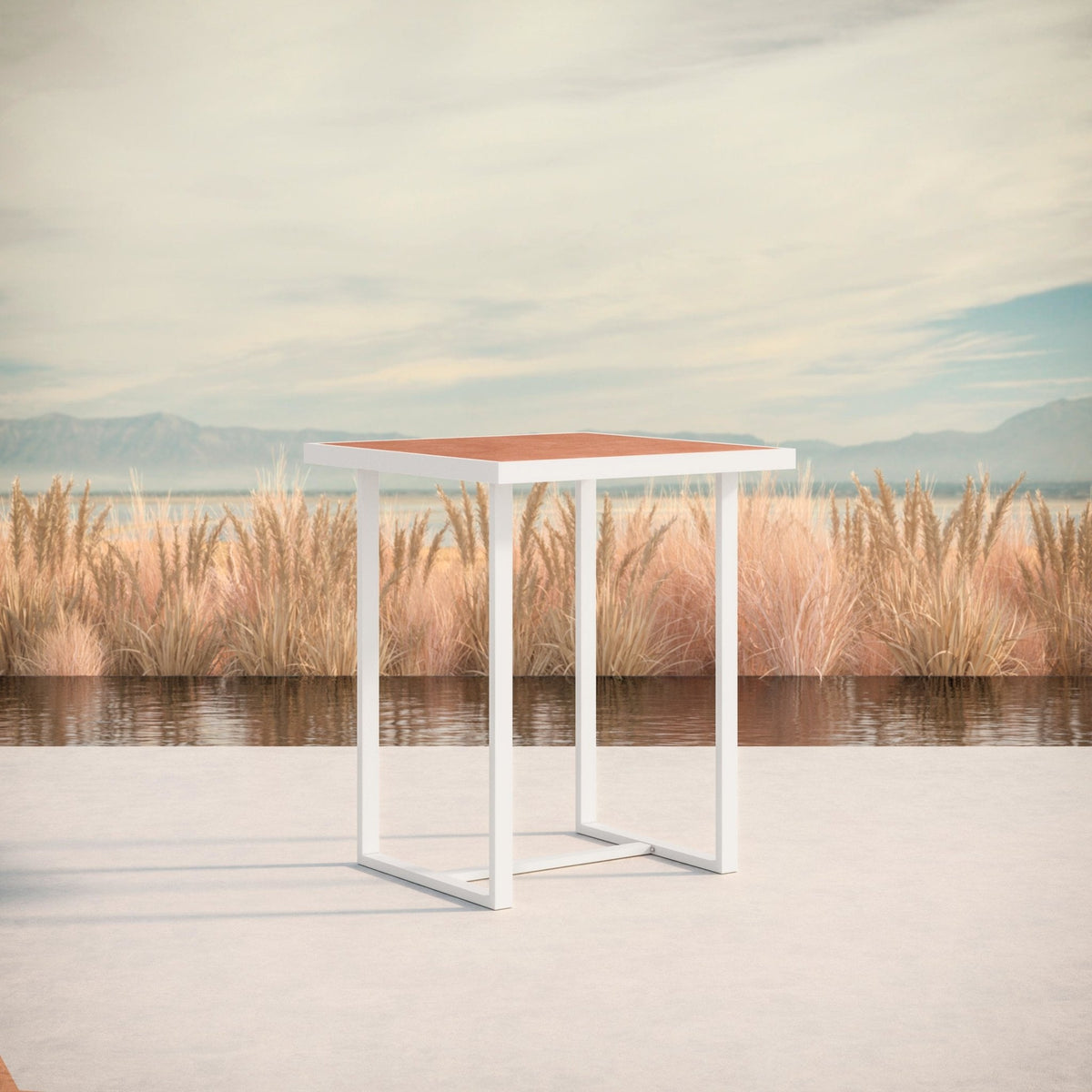 Pavia | 35" Bar Table - White - Dekton Top Dining Table-Bar Azzurro Living
